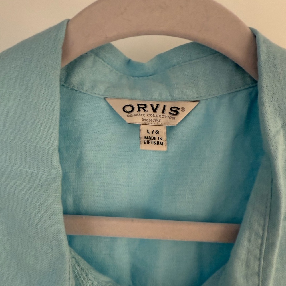 Orvis Light Blue Linen Shirt - Picture 3 of 4